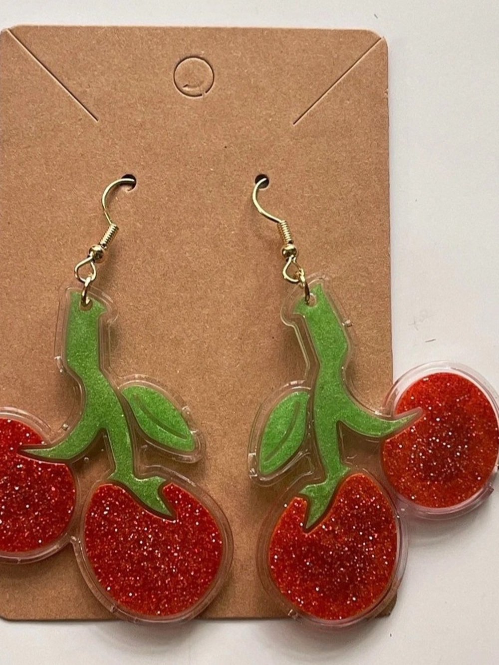 Glitter Cherry Drop Earrings